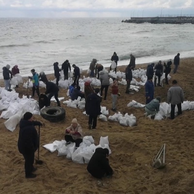 Odessa sahilinde çarpıcı görüntü!
