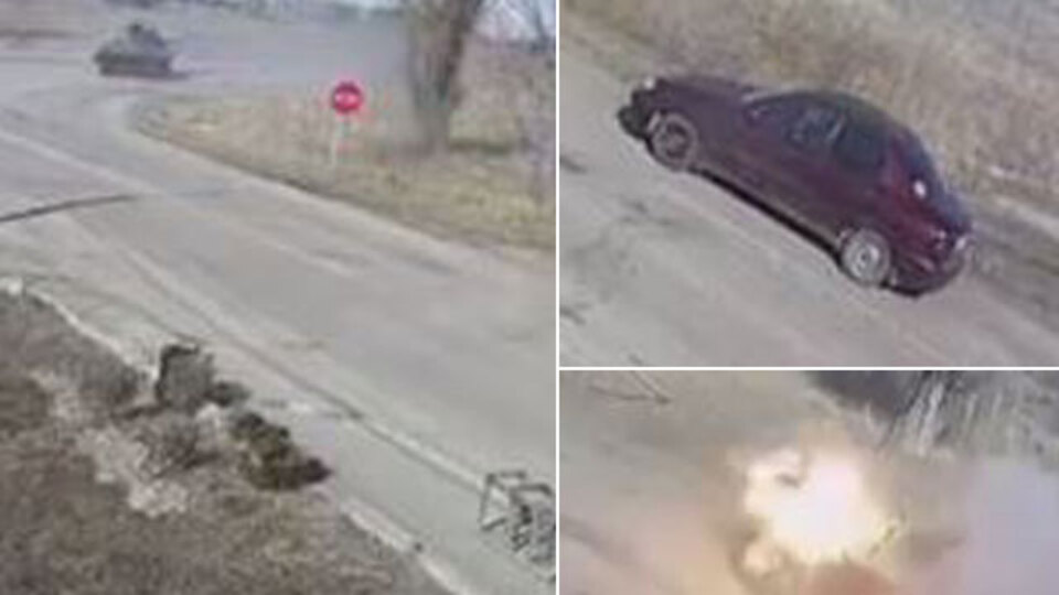 O an kamerada! Tank sivil aracı vurdu! Dehşet!