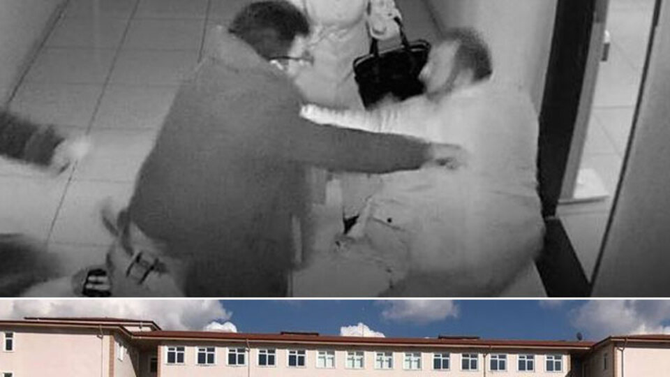 O anlar kameraya yansıdı! Okulda bıçaklama!