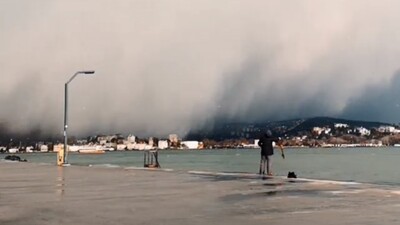 Boğazda eşsiz görüntü! Kar bulutları böyle geldi