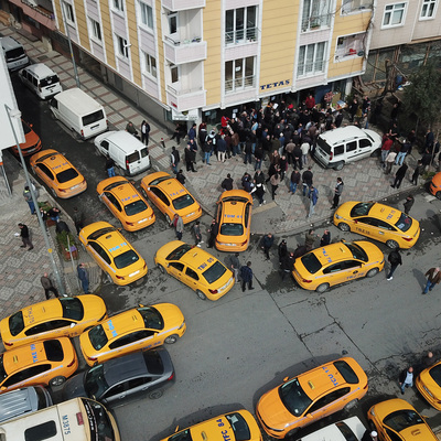 Taksimetrelere zam güncellemesi havadan görüntülendi