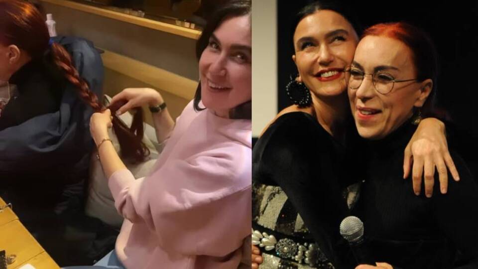 Annesinin saçını ördü