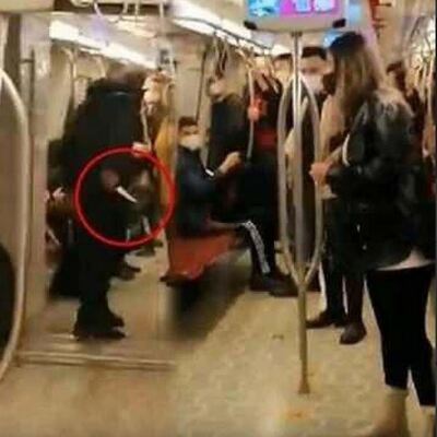 Metroda kadınlara bıçak çekmişti! Kendisini savundu!