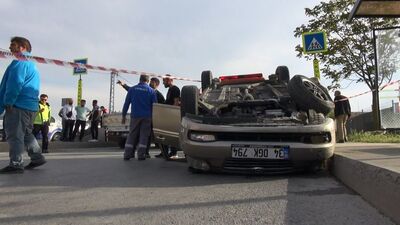 Korkunç kaza! Takla atıp karşı şeride geçti!