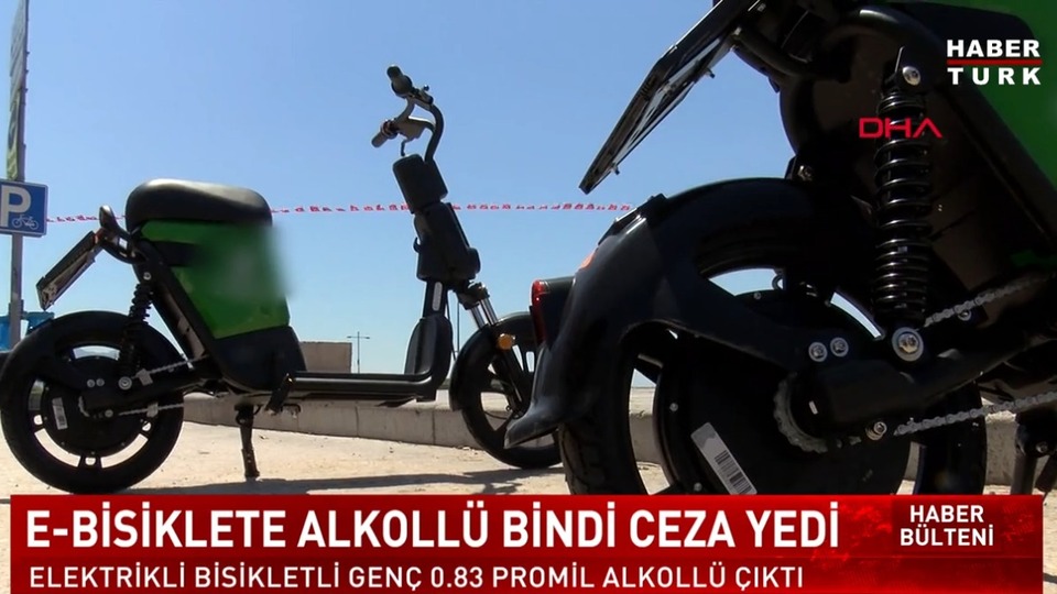 E-bisiklete alkollü bindi, ceza yedi