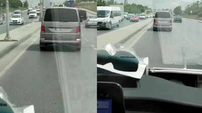 Şeridi kapatarak ambulansa yol vermedi!