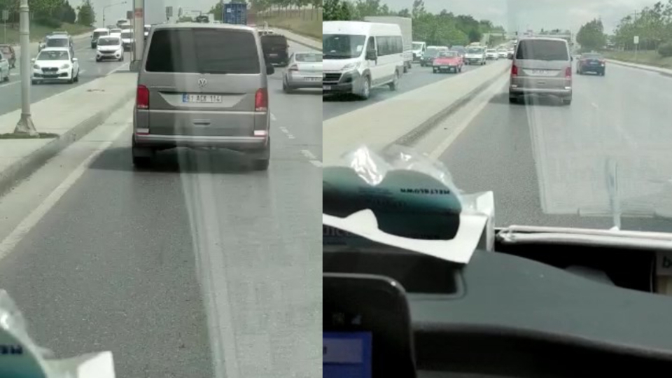 Şeridi kapatarak ambulansa yol vermedi!