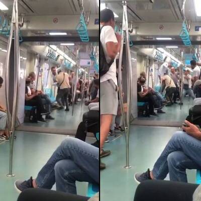 Yine güreş vakası! Bu kez Marmaray'da kapıştılar