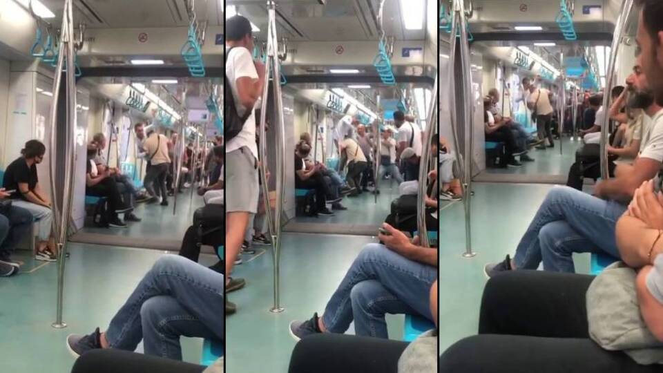 Yine güreş vakası! Bu kez Marmaray'da kapıştılar