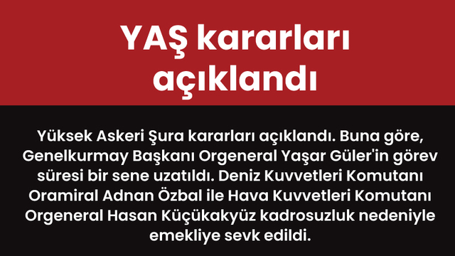 YAŞ kararları açıklandı