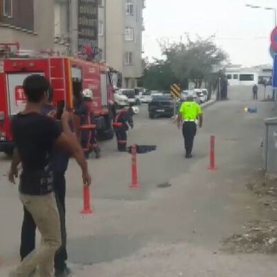 Alev alan tüpü 5'inci kattan aşağı attı!