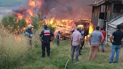 Sinop'ta çıkan yangında alevler 5 evi sardı!