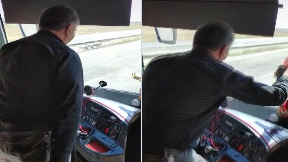 Otobüs kaptanı seyir halinde ayağa kalkıp dans etti!