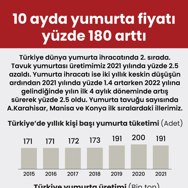 10 ayda yumurta fiyatı yüzde 180 arttı