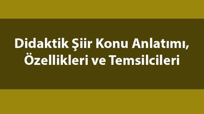 Didaktik şiir nedir, ne demek ve özellikleri neler?
