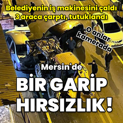 Belediyenin iş makinesini çaldı, 3 araca çarptı