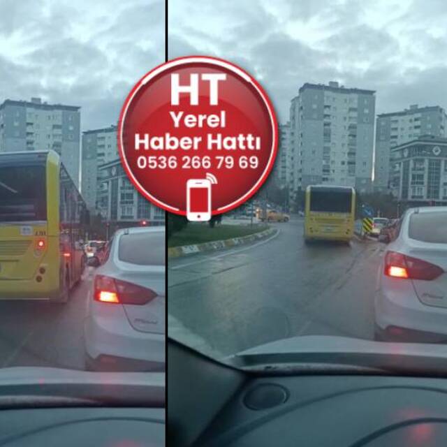 İstanbul'da halk otobüsünden tehlikeli hareket!