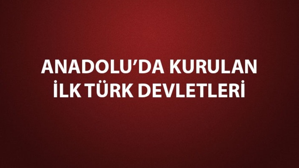 Anadolu'da Kurulan ilk Türk Devletleri