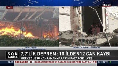 Depremin ardından fabrika saatlerdir yanıyor