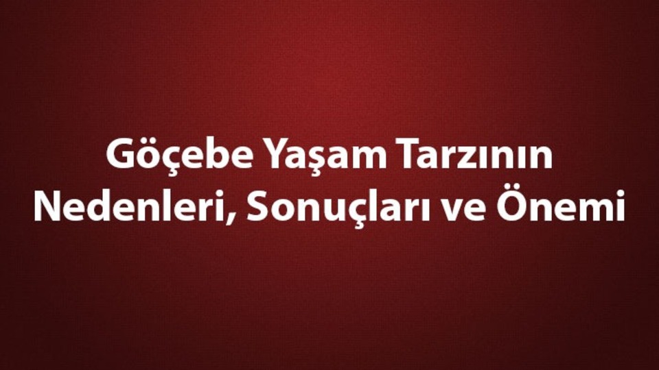 Göçebe yaşam tarzı özellikleri nelerdir?
