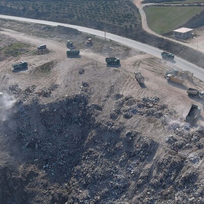 Enkaz döküm sahası havadan görüntülendi!