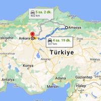 Ankara - Amasya arası kaç km?