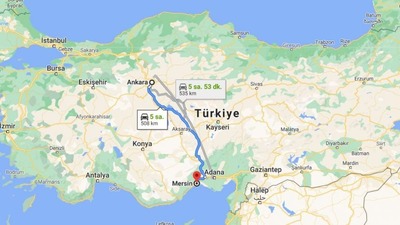 Ankara - Mersin arası kaç km?