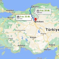 Ankara - Bartın arası kaç km?