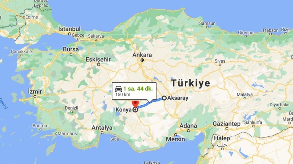 Aksaray - Konya arası kaç km?