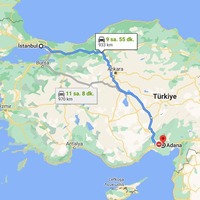 Adana - İstanbul arası kaç km?