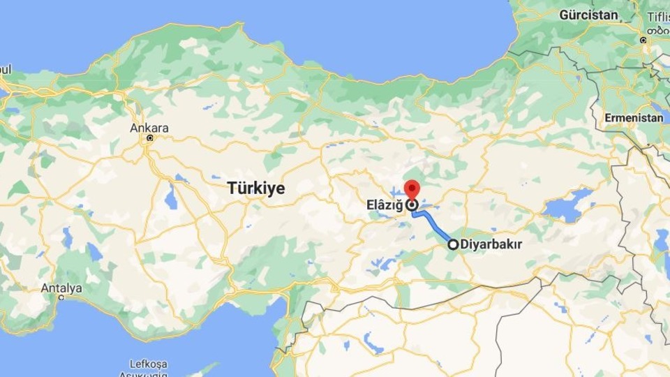 Elazığ - Diyarbakır arası kaç km?