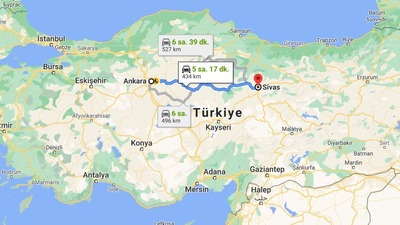 Ankara - Sivas arası kaç km?