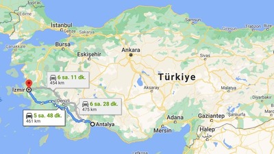 İzmir Antalya arası kaç km?