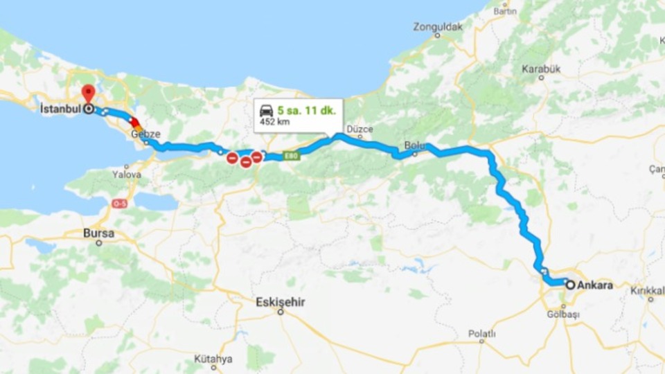 Ankara İstanbul arası kaç km?