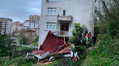 Doğu Karadeniz'de fırtına etkisi; çatı uçtu, ağaç devrildi