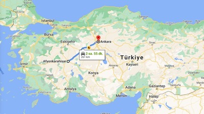 Afyon Ankara arası kaç km?