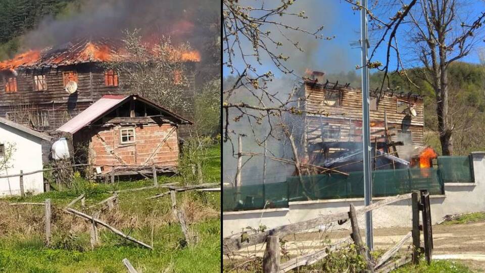 Yaşlı çift, ahşap evde alevlerin arasında kaldı