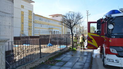 Okul binası inşaatındaki yangın söndürüldü
