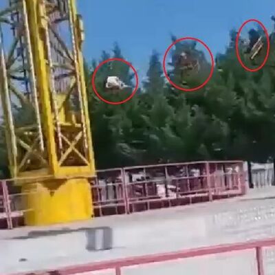 Bursa'da faciadan dönüldü! Dev salıncak ağaç dallarına takıldı!