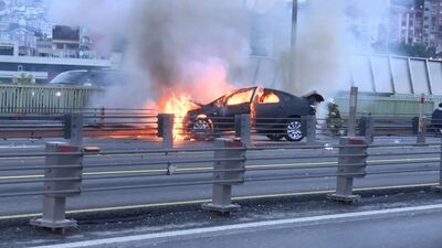 Otomobil kül oldu! Haliç'te feci kaza!