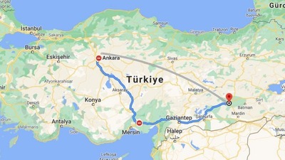 Ankara Diyarbakır arası kaç km?