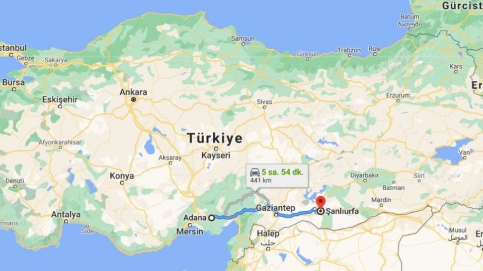Adana-Şanlıurfa arası kaç km?