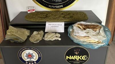 Kayseri'de 3 kilogram esrar ele geçirildi