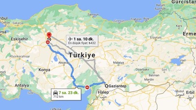 Ankara-Gaziantep arası kaç km?