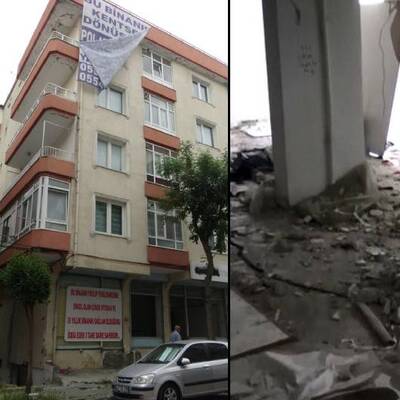 Avcılar'daki binada dikkat çeken pankart!