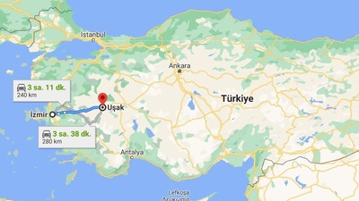 Uşak İzmir arası kaç km?