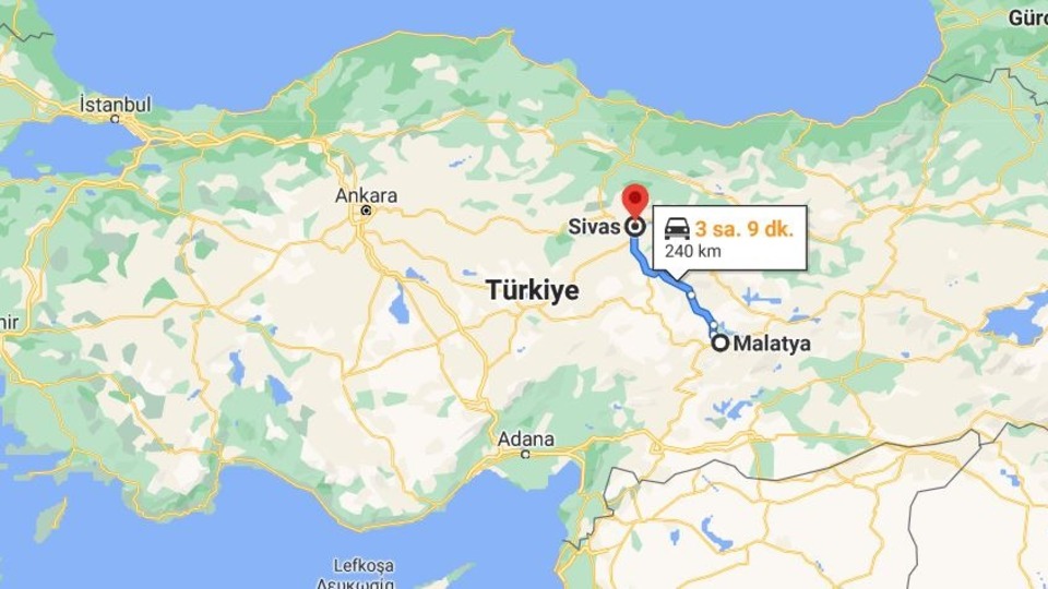 Sivas Malatya arası kaç km?