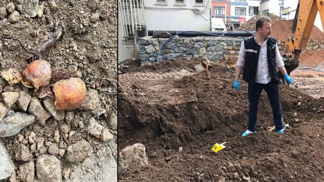 Kanalizasyon kazısında kafatası bulundu
