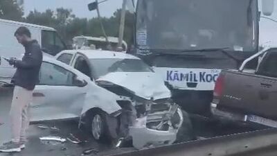 Yolcu otobüsü karşı şeride geçti!