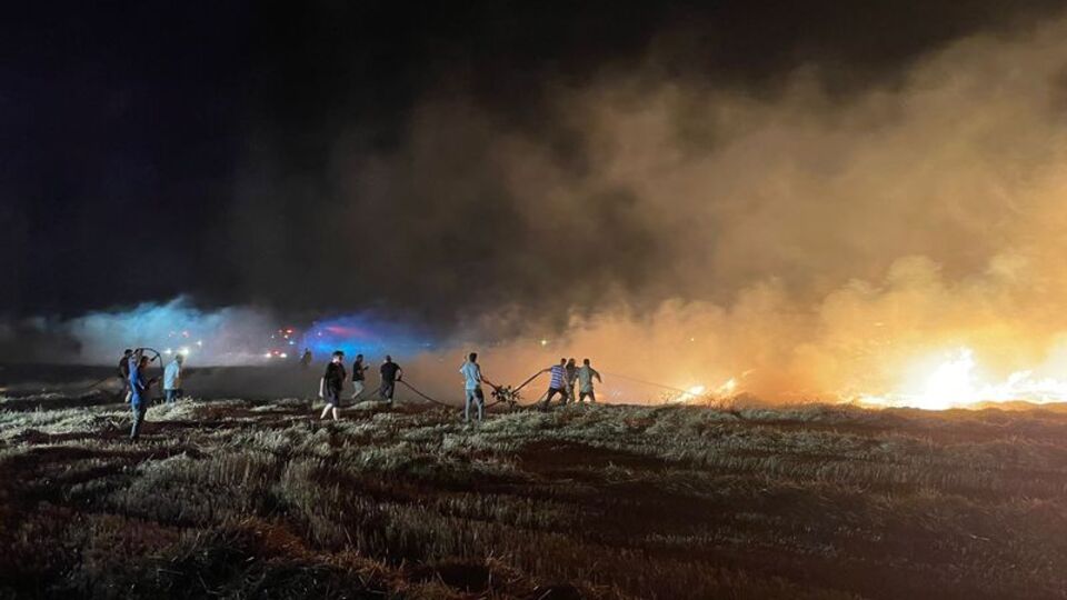 Çatalca'da buğday tarlasında yangın